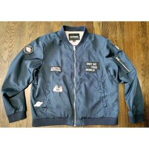 Joe Boxer Out Of This World Bomber Jacket Women's Size XL Navy-Light Pink Liner